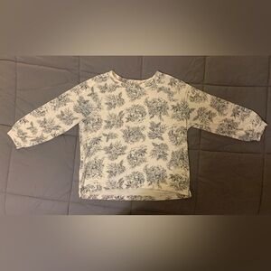 LOFT Women’s Tropical Floral Sweatshirt - Cream and Gray